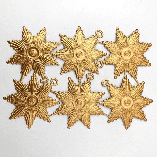 Large Antique Gold Dresden Foil Medallions or Orders ~ 6