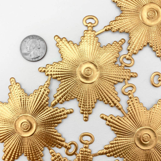 Large Antique Gold Dresden Foil Medallions or Orders ~ 6