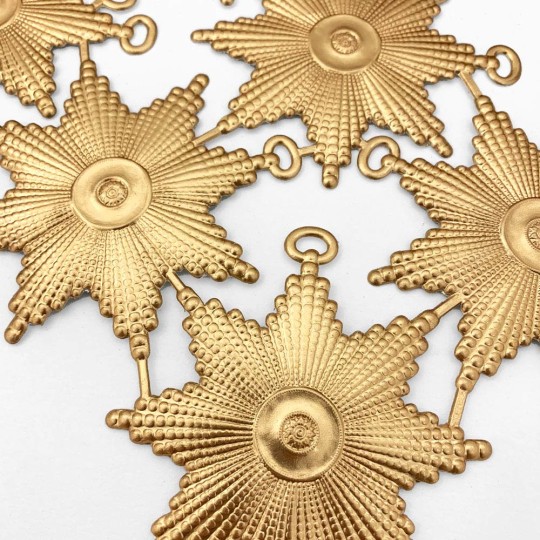 Large Antique Gold Dresden Foil Medallions or Orders ~ 6