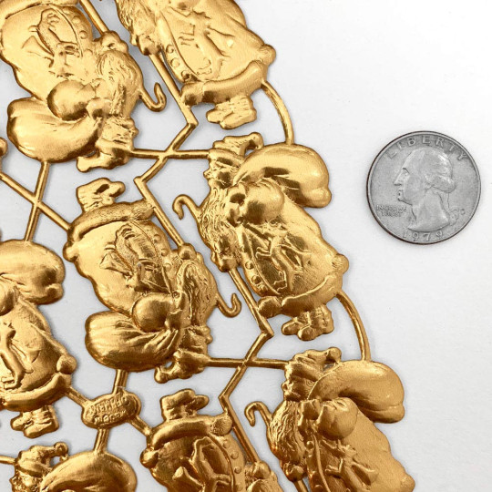 Antique Gold Dresden Foil Santas ~ 12