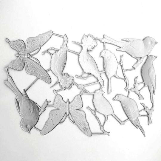 Large Silver Dresden Foil Butterflies and Birds ~ 10 Assorted
