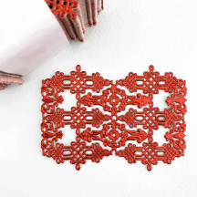Red Dresden Paper Celtic Flourishes and Corners ~ 12