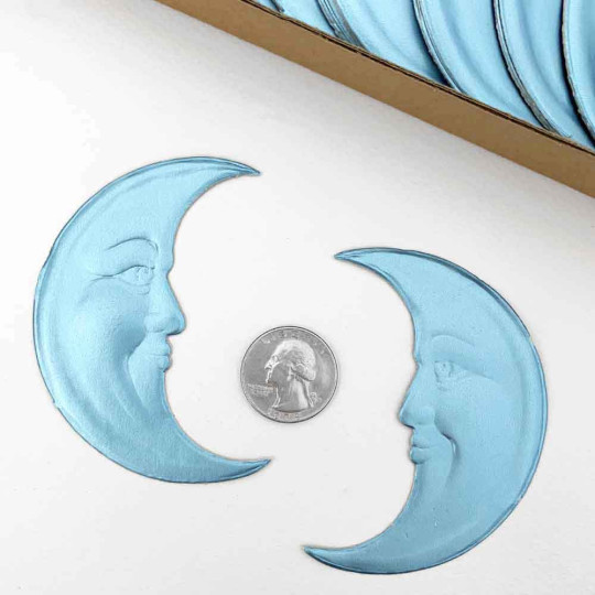 Extra Large Light Blue Dresden Foil Moons ~ 2