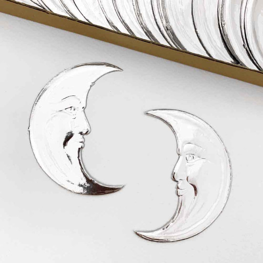 Extra Large Silver Dresden Foil Moons ~ 2