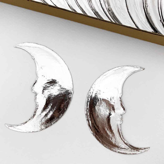 Extra Large Silver Dresden Foil Moons ~ 2