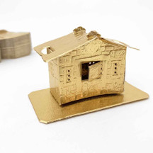 Gold Foil Paper Gingerbread Houses ~ Folding Dresden Mini Houses ~ 2