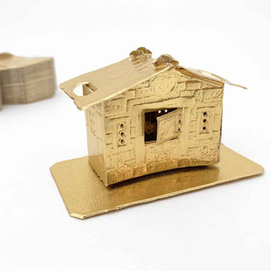 Gold Foil Paper Gingerbread Houses ~ Folding Dresden Mini Houses ~ 2