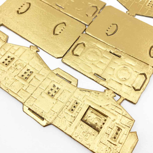 Gold Foil Paper Gingerbread Houses ~ Folding Dresden Mini Houses ~ 2