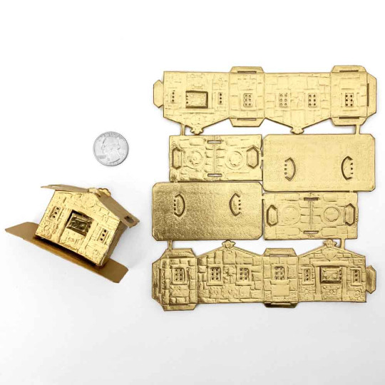 Gold Foil Paper Gingerbread Houses ~ Folding Dresden Mini Houses ~ 2