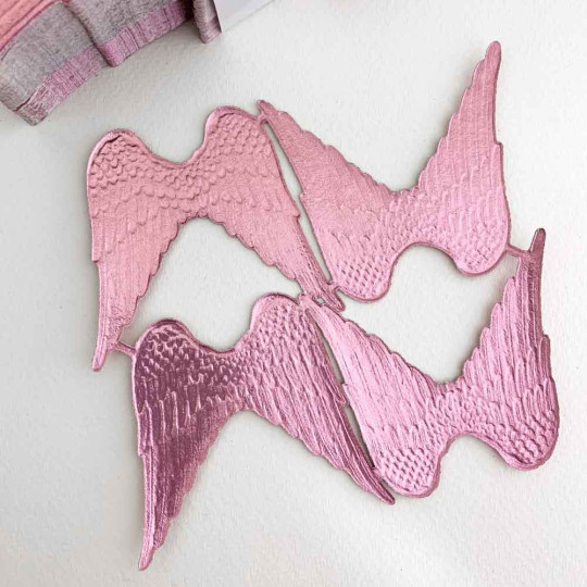 Large Pink Dresden Foil Wings ~ 4