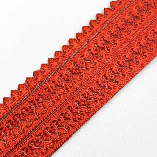 Red Miniature Beaded Fleur de Lis Dresden Trim ~ 3/16"