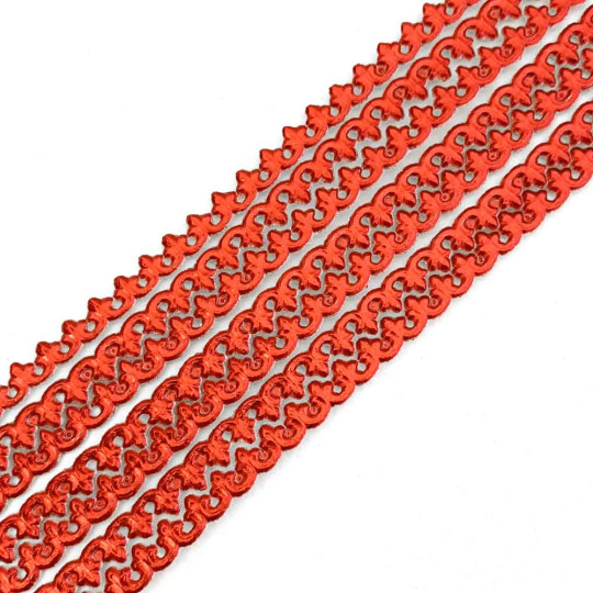 Red Dresden Fleur-de-lis Trim ~ 3/16" wide