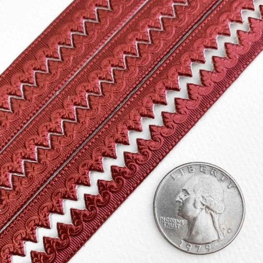 Burgundy Extra Fancy Dresden Baroque Trim ~ 3/8" wide ~ 6 strips