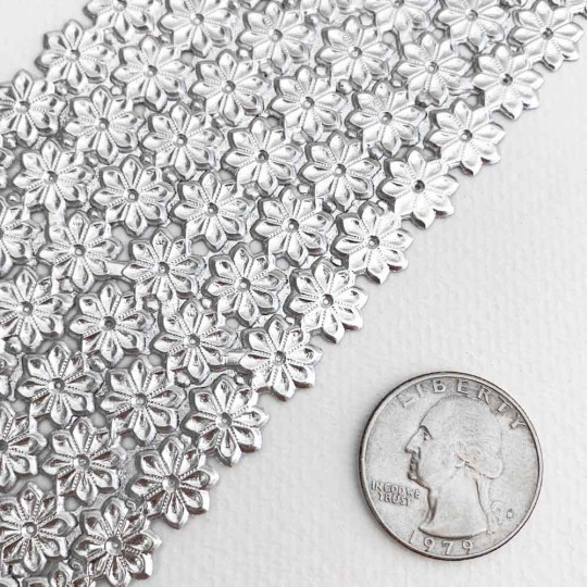 Silver Dresden Foil Flowers ~ 102 ~ Double Sided Foil