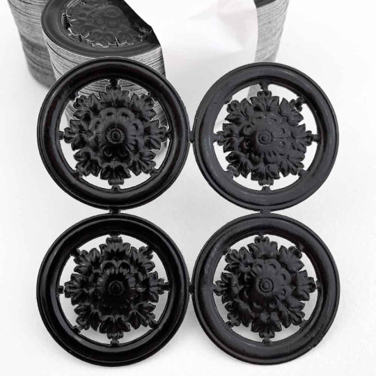 Black Dresden Paper Filligree Snowflake Medallions ~ 4