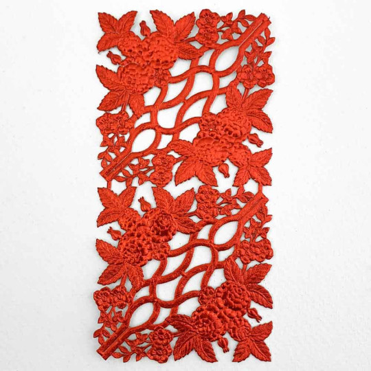 Extra Fancy Red Dresden Foil Corners with Roses and Flowers ~ 4