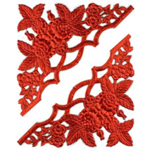 Extra Fancy Red Dresden Foil Corners with Roses and Flowers ~ 4