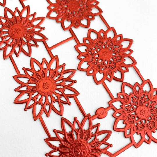 Red Dresden Foil Snowflakes or Halos ~ 8 Asst.