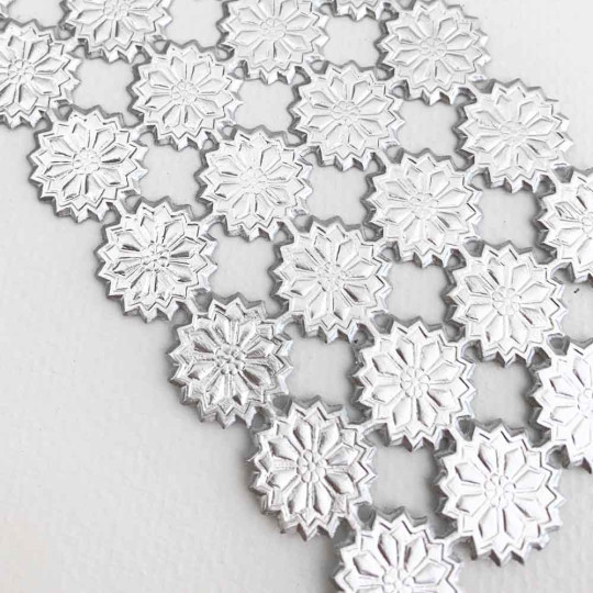 Silver Dresden Foil Flowers ~ 36 pcs ~ Double Sided Foil