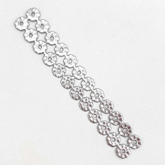 Silver Dresden Foil Button Medallions ~ 24 ~ Double Sided Foil