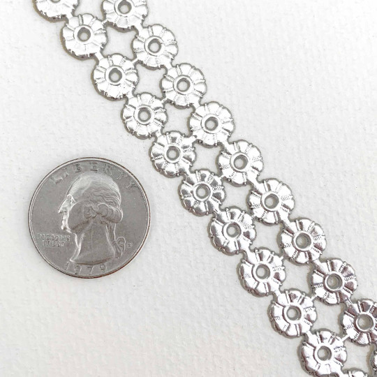 Silver Dresden Foil Button Medallions ~ 24 ~ Double Sided Foil
