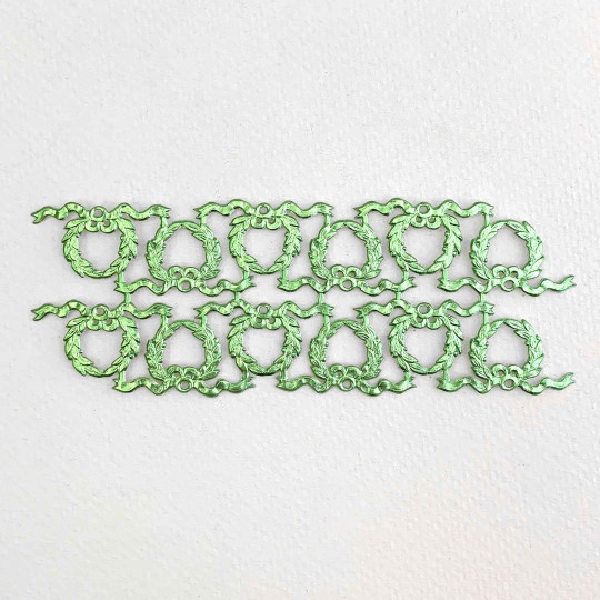 Light Green Dresden Foil Christmas Wreaths ~ 12