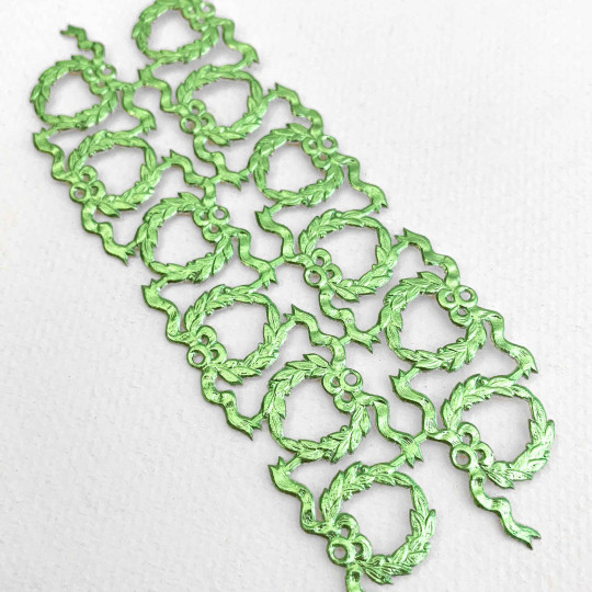 Light Green Dresden Foil Christmas Wreaths ~ 12