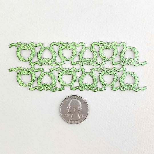 Light Green Dresden Foil Christmas Wreaths ~ 12