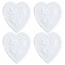White Dresden Paper Floral Hearts ~ 20