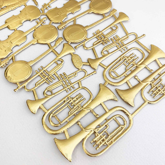 Mixed Gold Dresden Foil Musical Instruments ~ 24