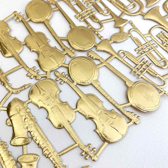 Mixed Gold Dresden Foil Musical Instruments ~ 24