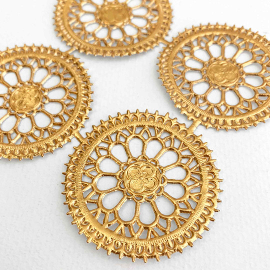 Antique Gold Dresden Foil Filligree Halos ~ 4