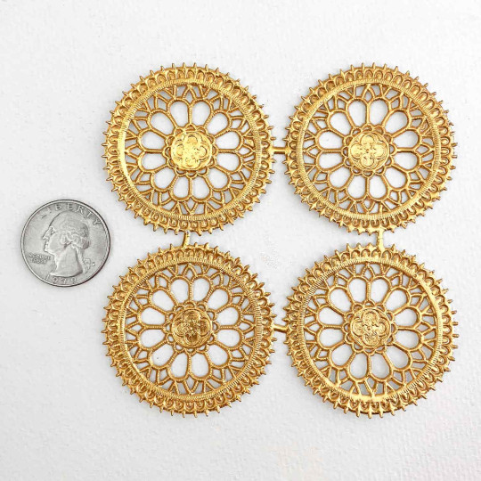 Antique Gold Dresden Foil Filligree Halos ~ 4