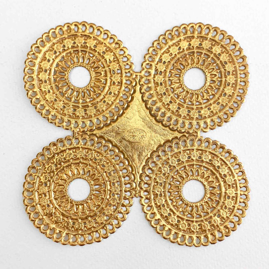 Antique Gold Dresden Foil Scalloped Halos ~ 4