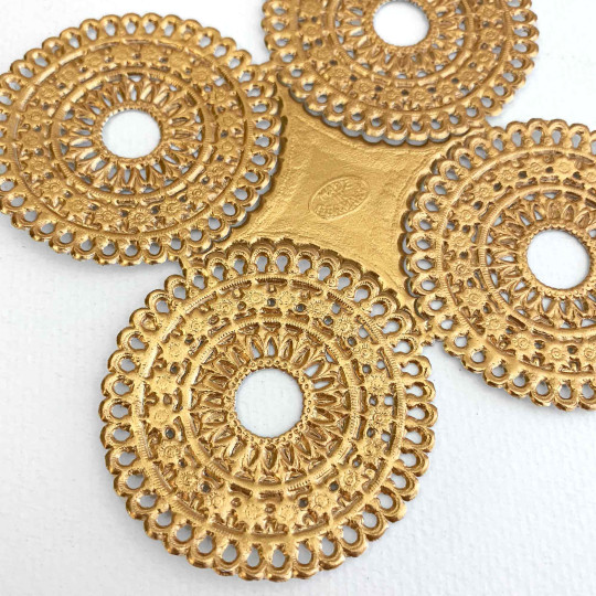 Antique Gold Dresden Foil Scalloped Halos ~ 4