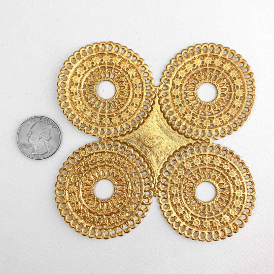 Antique Gold Dresden Foil Scalloped Halos ~ 4