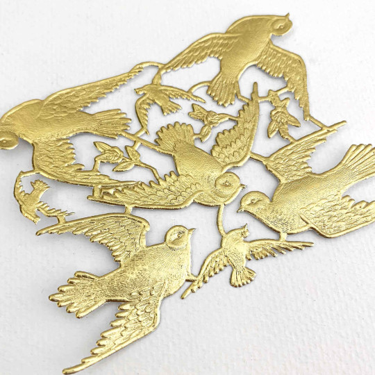 Gold Dresden Foil Doves ~ 8 Asst.
