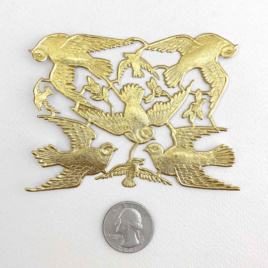 Gold Dresden Foil Doves ~ 8 Asst.