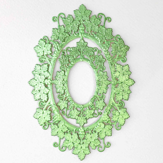 Light Green Foil Grape Leaf Frames ~ 2