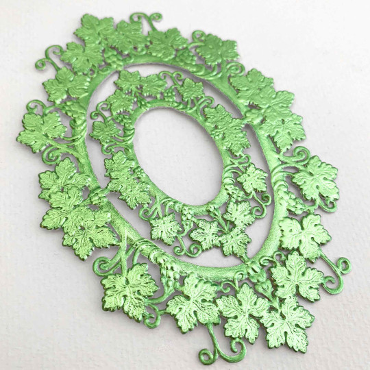 Light Green Foil Grape Leaf Frames ~ 2
