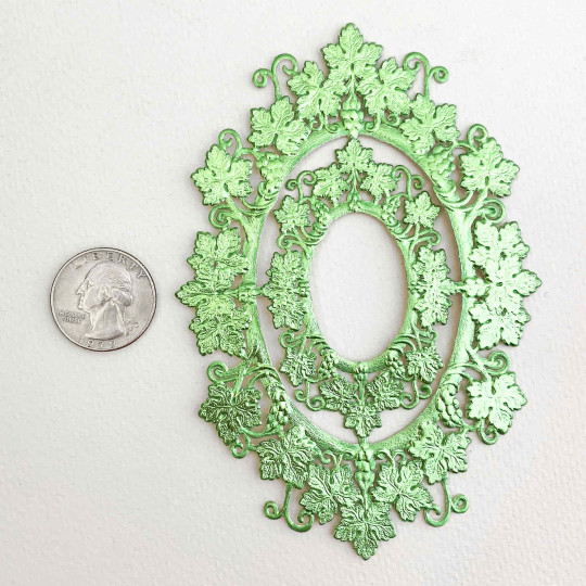 Light Green Foil Grape Leaf Frames ~ 2