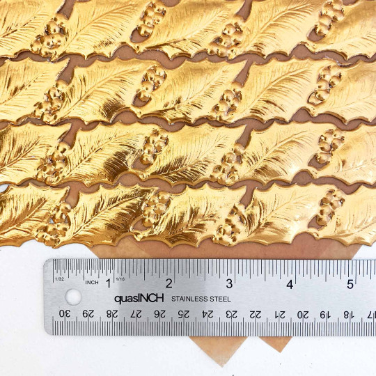 Antique Gold Holly and Berry XL Dresden Border Trim ~ 1" wide