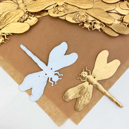 Large Antique Gold Dresden Dragonflies ~ 2 pcs.