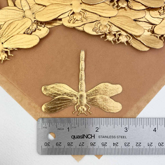 Large Antique Gold Dresden Dragonflies ~ 2 pcs.