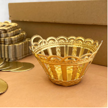 Gold Dresden Foil Paper Round Basket ~ 1