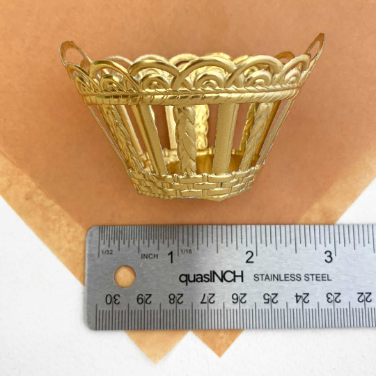 Gold Dresden Foil Paper Round Basket ~ 1