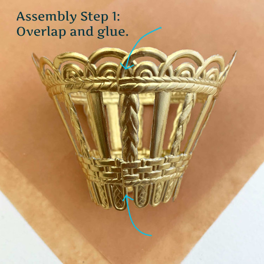 Gold Dresden Foil Paper Round Basket ~ 1