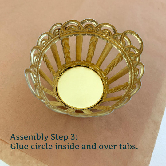 Gold Dresden Foil Paper Round Basket ~ 1