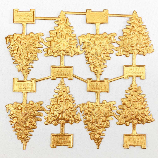 Antique Gold Dresden Foil Christmas Trees ~ 8