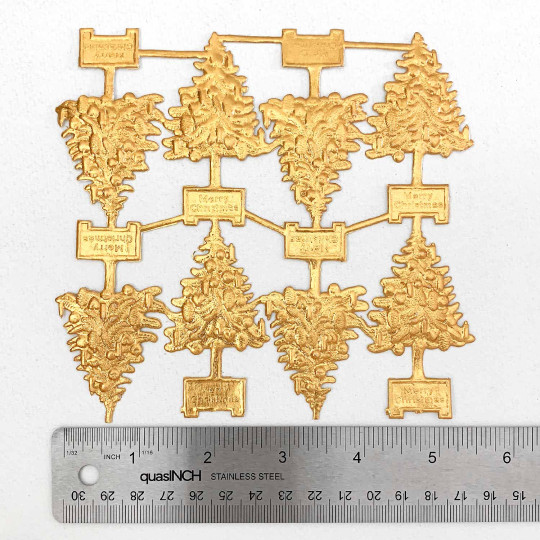 Antique Gold Dresden Foil Christmas Trees ~ 8